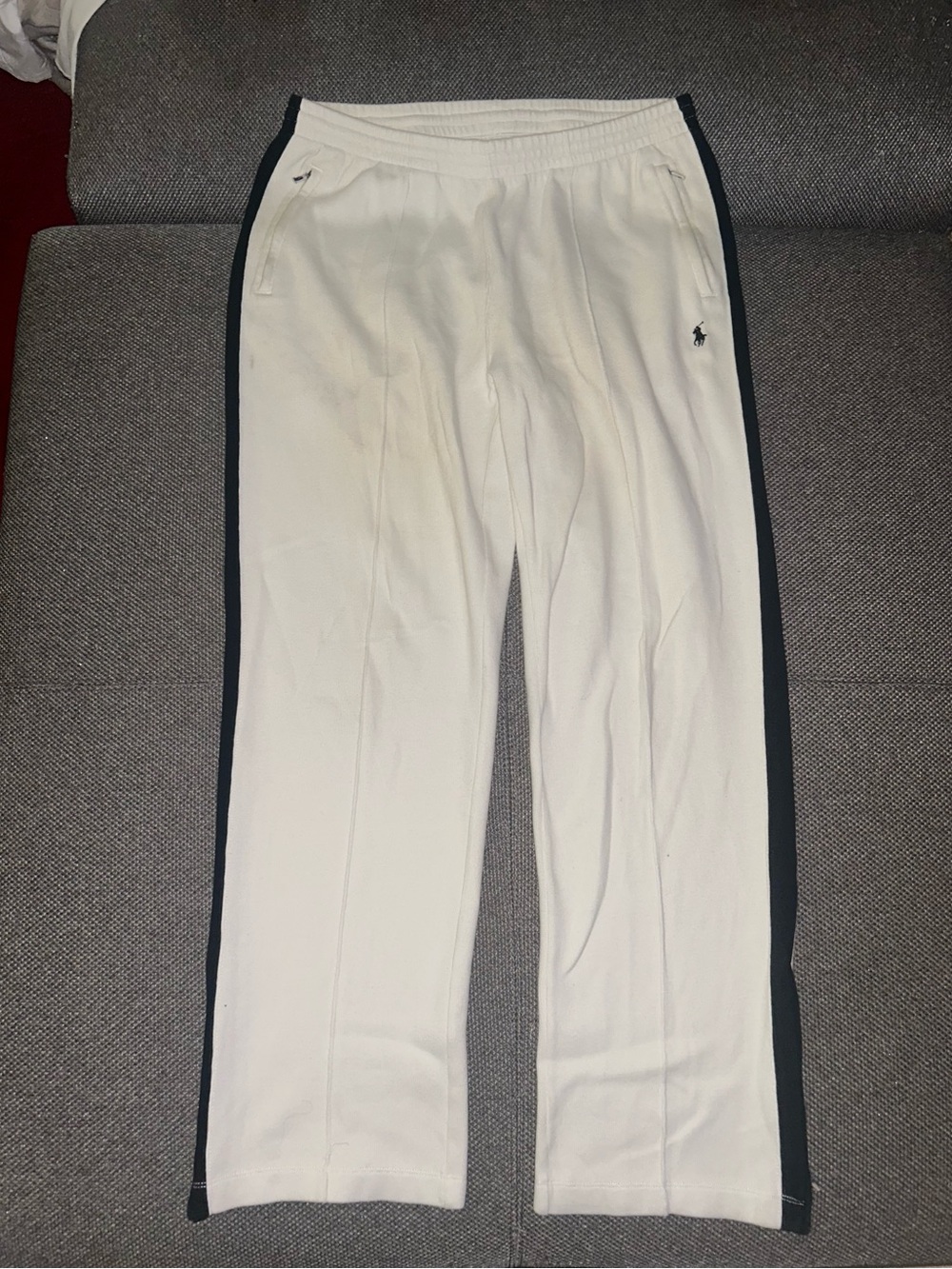 Rare 90s Polo by Ralph Lauren White Track Pants with Black Side Stripe